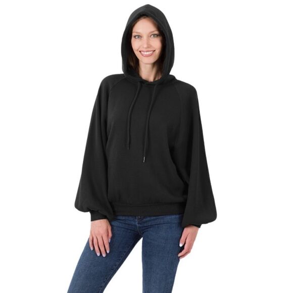 NWT RAGLAN SLEEVE SOFT STRETCH SWEATSHIRT black - Picture 1 of 4
